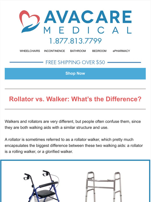 AvaCare Medical Rollator vs. Walker What’s the Difference? Milled
