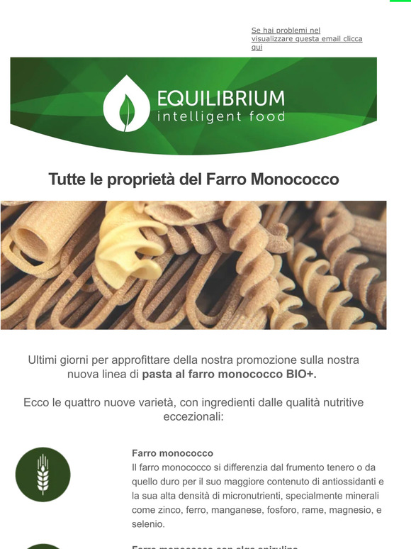 Pasta al farro monococco: ultimi giorni per la promo del 10%