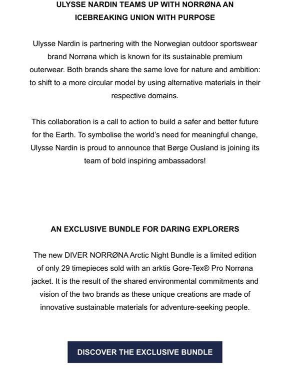 NEW LAUNCH! ❄️ Ulysse Nardin & Norrøna unite for change