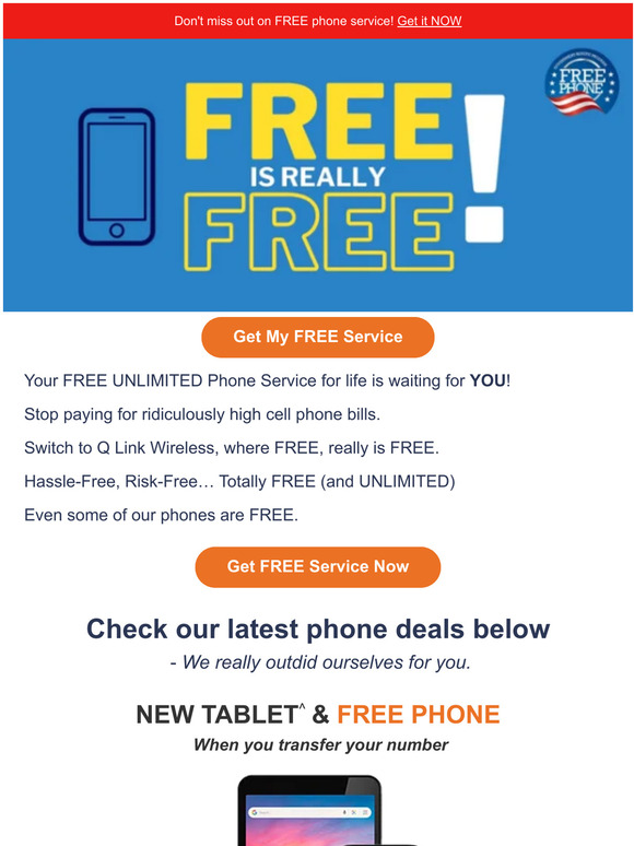 q link free phone and tablet