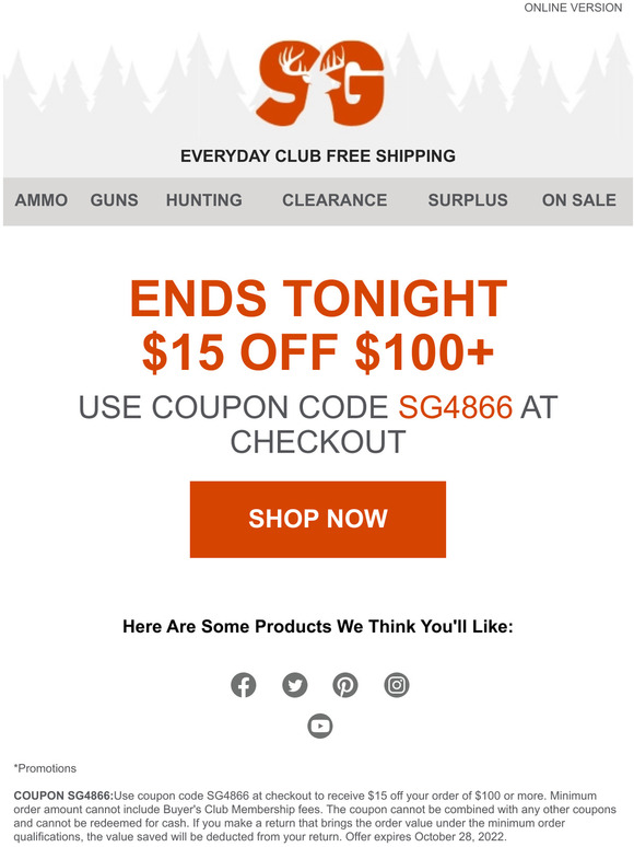 The Sportsman's Guide Hours Left to Get 15 off Orders 100+ Milled