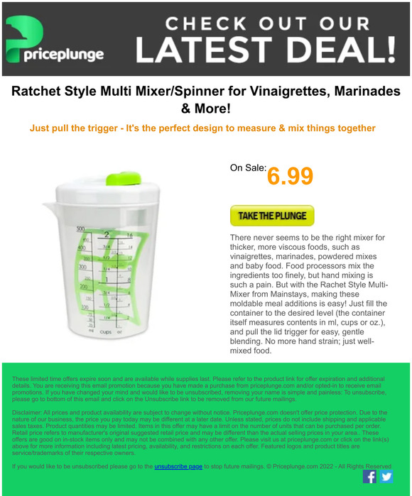 This Ratchet Style Spinner is great for mixing Vinaigrettes & more