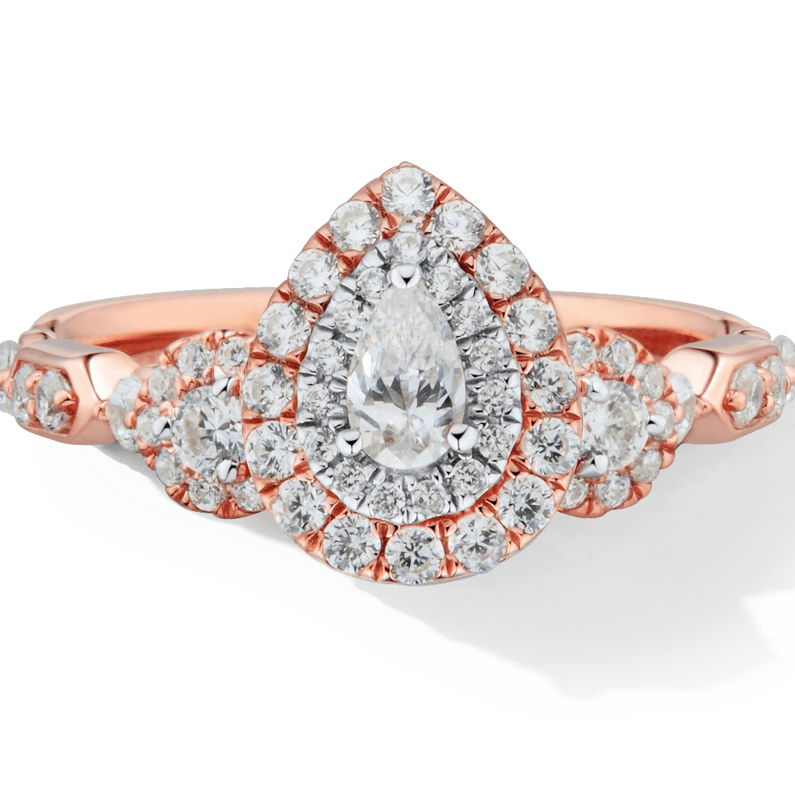 Adore Diamond Engagement Ring 3/4 ct tw Pear/Round 14K Rose Gold