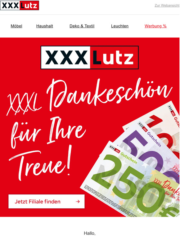 XXXLutz DE Wir sagen Danke mit exklusiven Gutscheinen Milled