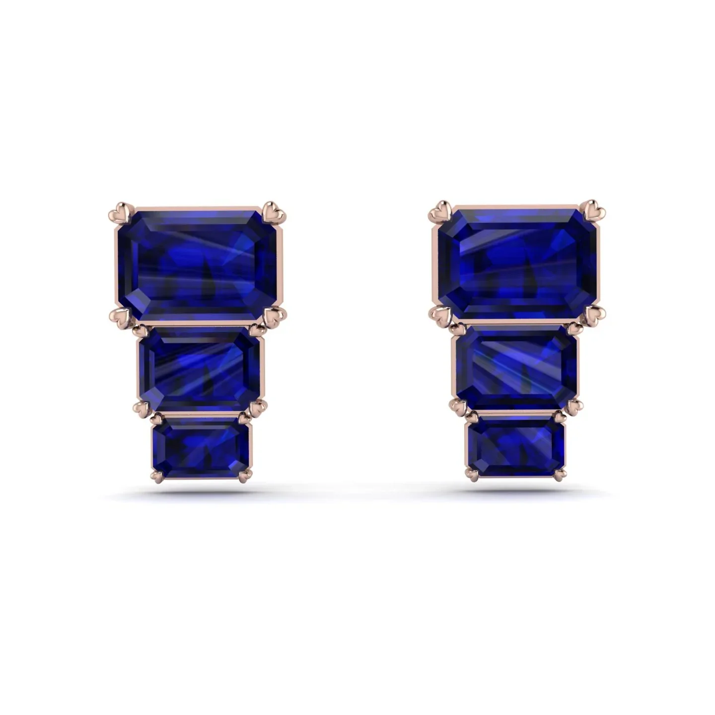 Image of Hidden Diamonds Emerald Sapphire Earrings - Briella No. 14