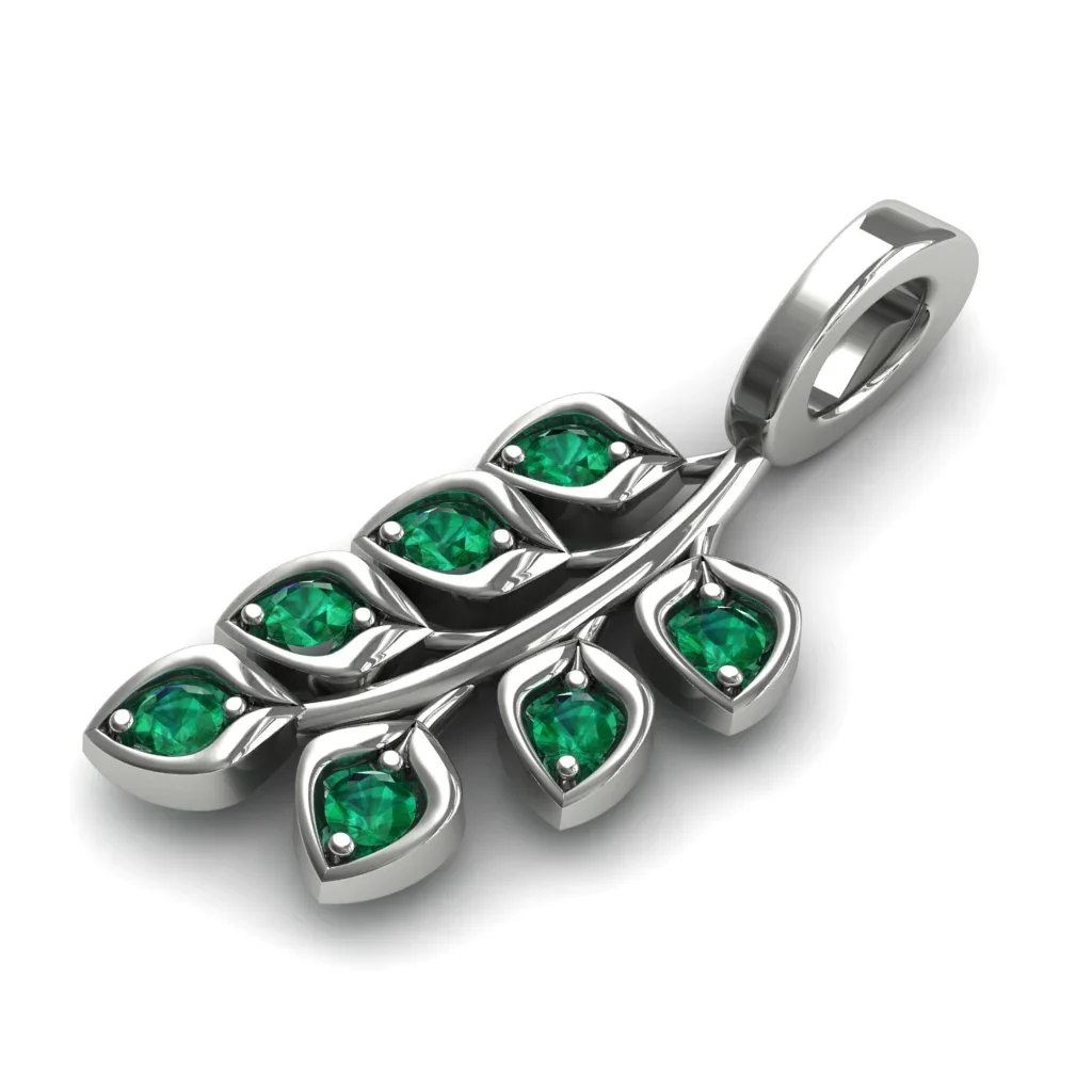 Image of Many Leaves All Around Emerald Pendant- Sydney no. 6