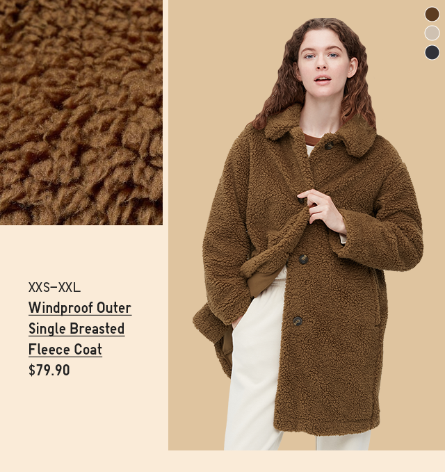 PDP1 - WOMEN WINDPROOF OUTER SINGLE BREASTED FLEECE COAT