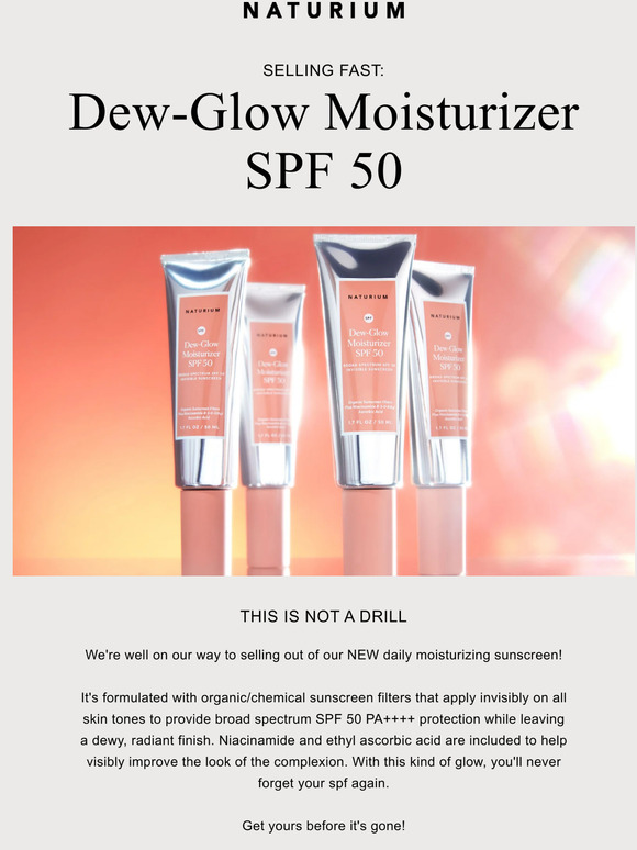 Naturium SELLING FAST DewGlow Moisturizer SPF 50 Milled