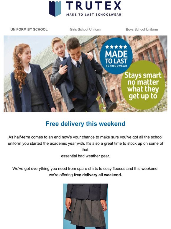 Top up with Trutex. Free delivery all weekend.