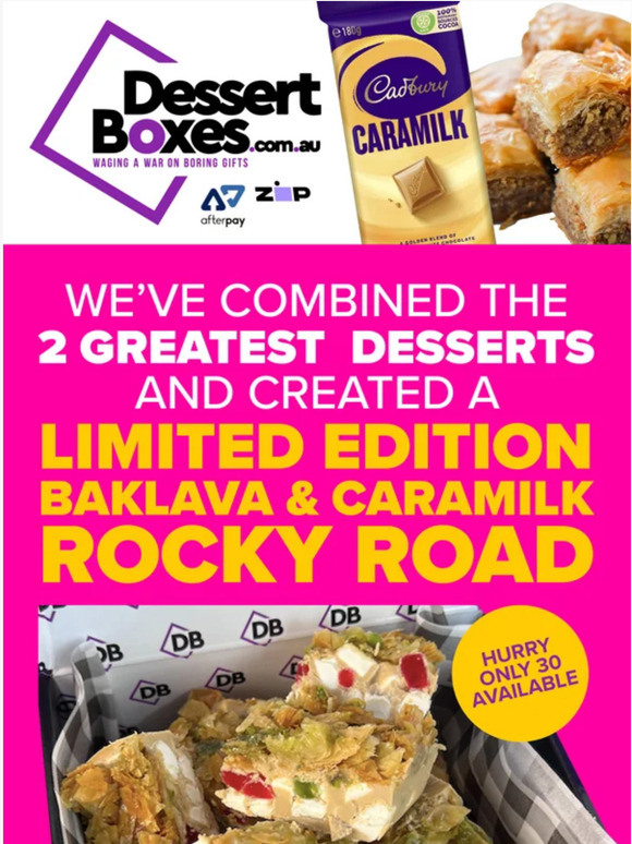 Dessert Boxes Baklava and Caramilk Rockyroad 🤤🤤🤤 Milled