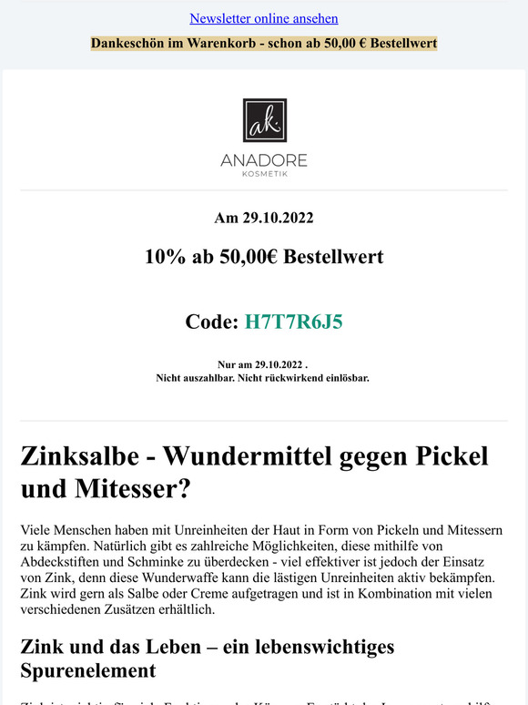 ANADORE KOSMETIK Wundermittel gegen Pickel und Mitesser? Milled