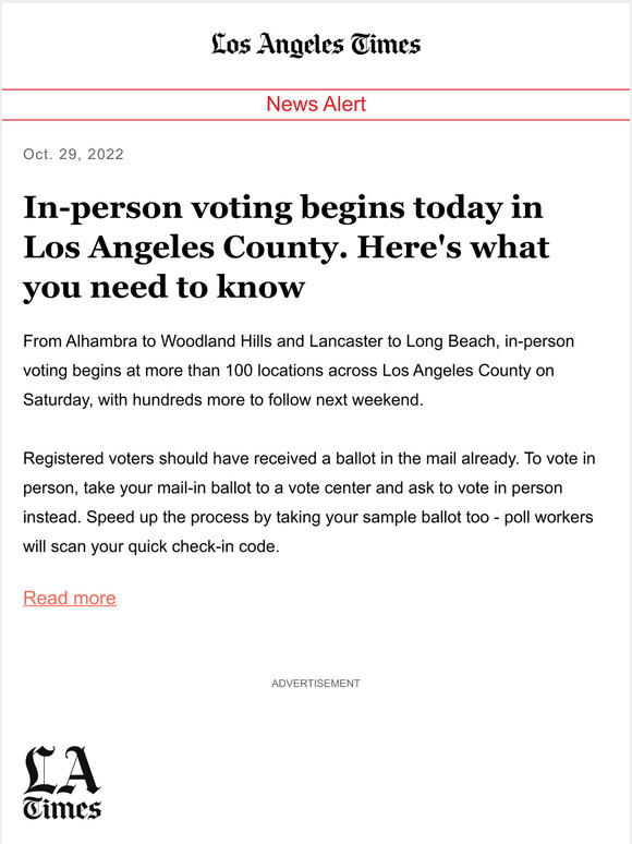 Los Angeles Times Inperson voting begins today in Los Angeles County