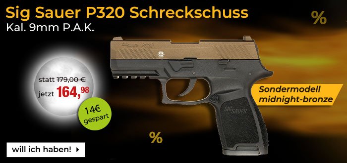 Sig Sauer P320 Schreckschuss Pistole 9mm P.A.K. inkl. Waffenkoffer midnight bronze