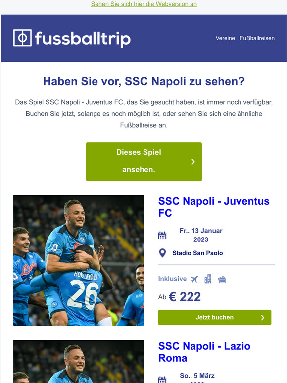 Jetzt immer noch verfügabr: SSC Napoli - Juventus FC