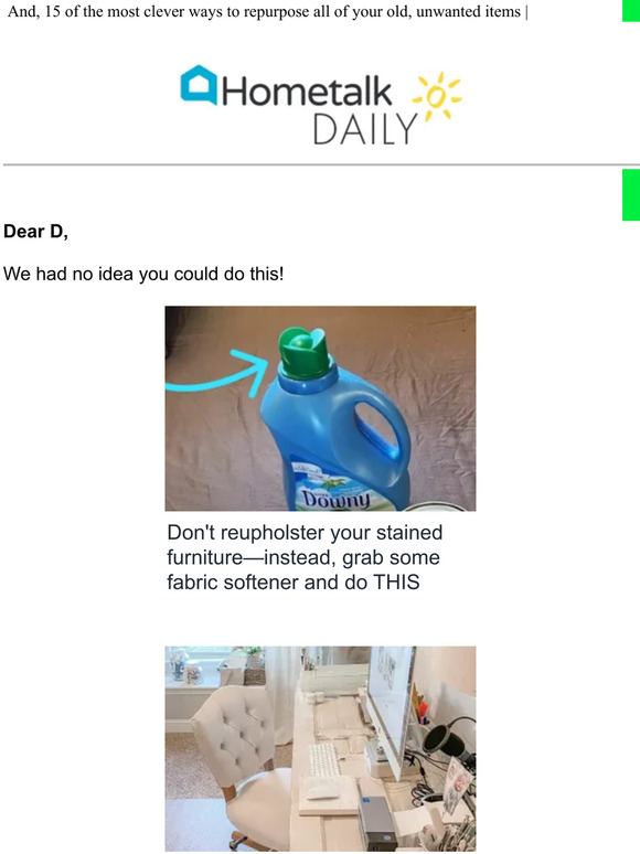 Pour fabric softener on your sofa (genius!) Milled