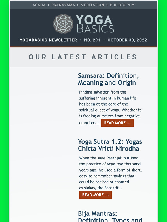 Yoga Basics News #291 • October 30, 2022