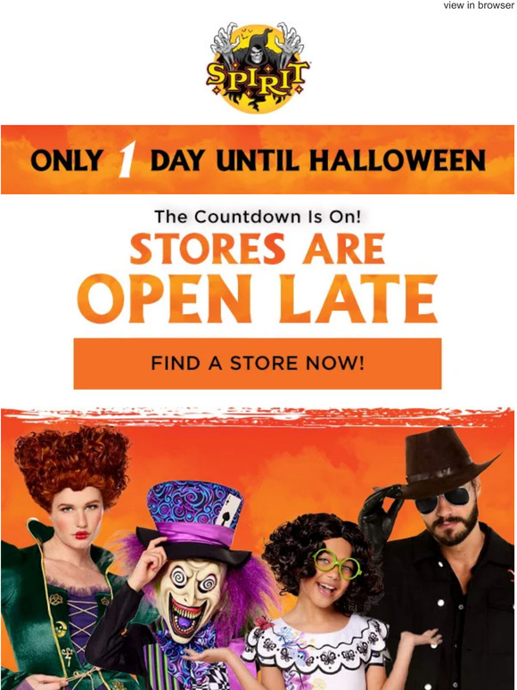 Spirit Halloween: 🚨 We’re open late for Halloween Eve! | Milled