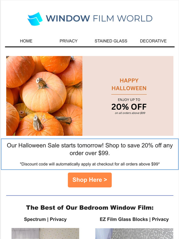 Window Film World Our Halloween Sale Starts Tomorrow! Milled