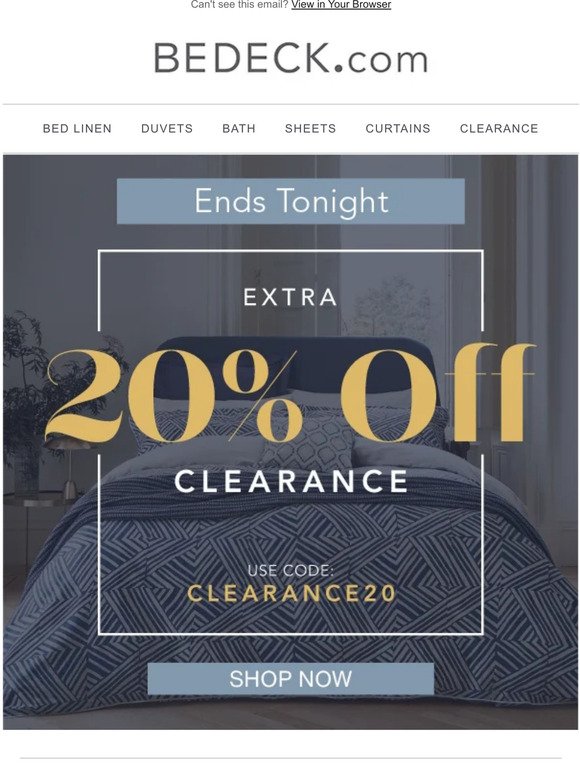 Ending Tonight! Shop 20% Off Clearance!