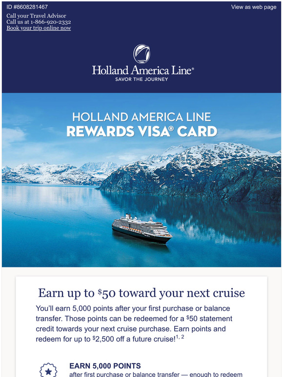 holland america cruise credit card