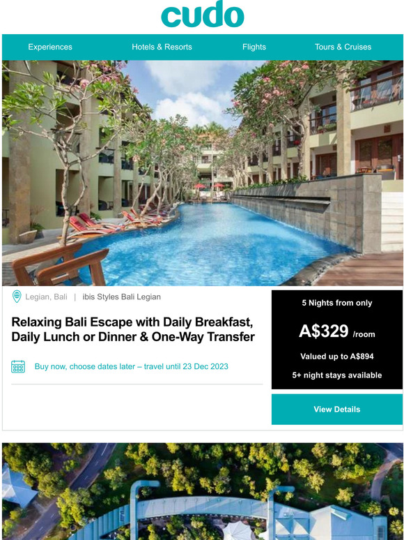 cudo australia: Bali: Legian Relaxing Escape w. Daily Dining | NT ...