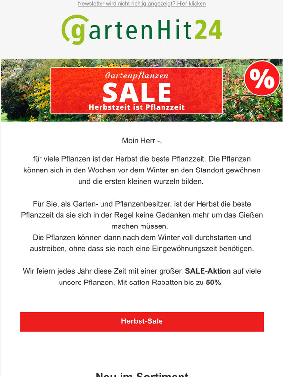 Herbst-Sale bei GartenHit24. Herbstzeit ist Pflanzzeit!