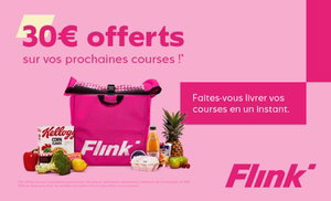 Bon d'achat sur la première ou les deux premières commandes avec FLINK Bon d'achat sur la première ou les deux premières commandes avec FLINK
