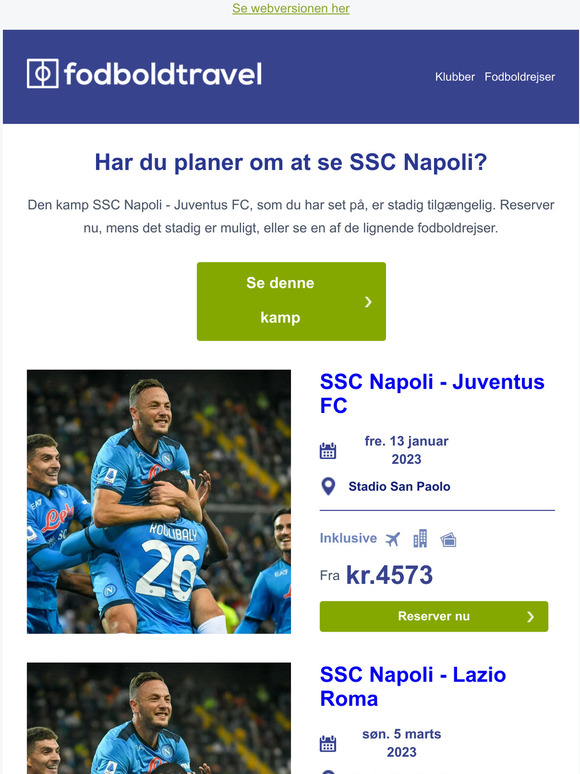 Nu stadig tilgængelig: SSC Napoli - Juventus FC