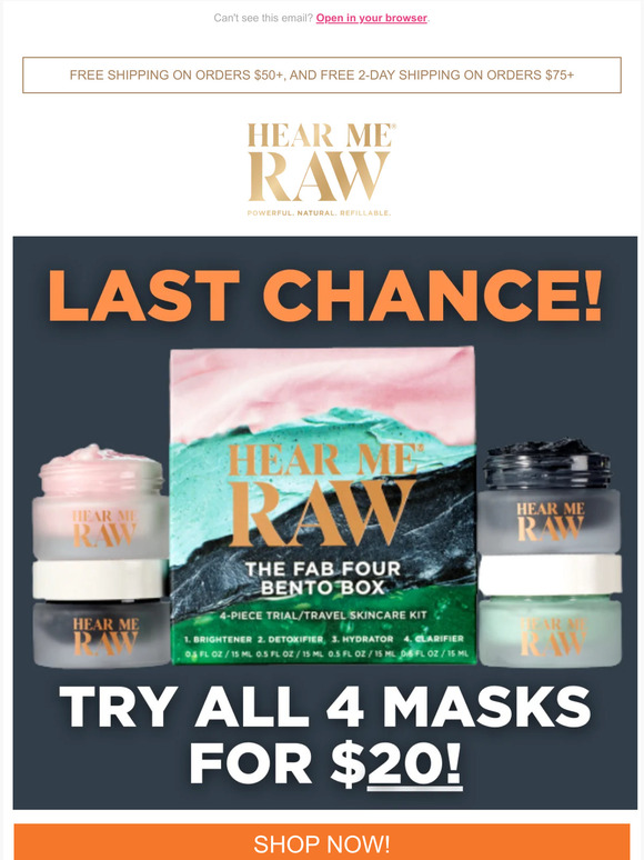 The Fab Four Bento Box - All 4 Hear Me Raw skin care treatments