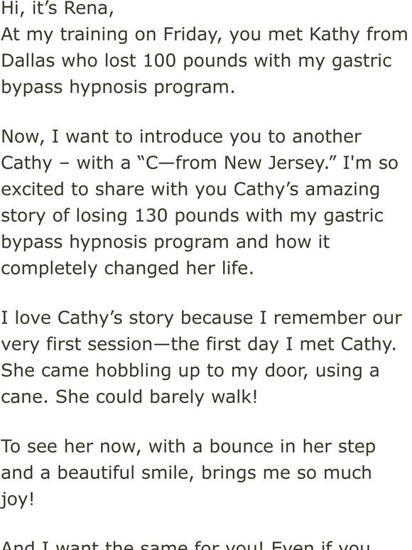 How Cathy lost 130 lb. with Gastric Bypass Hypnosis