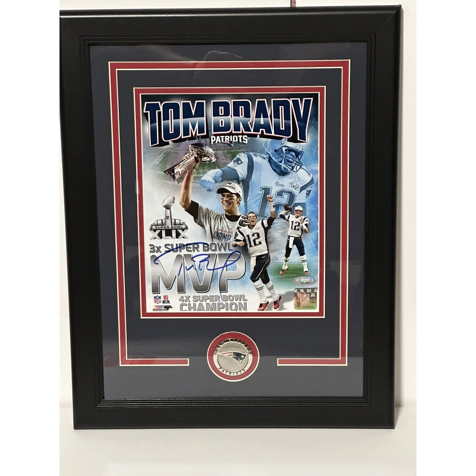Tom Brady Autographed Signed Tristar 8X10 Photo Framed With Medallion