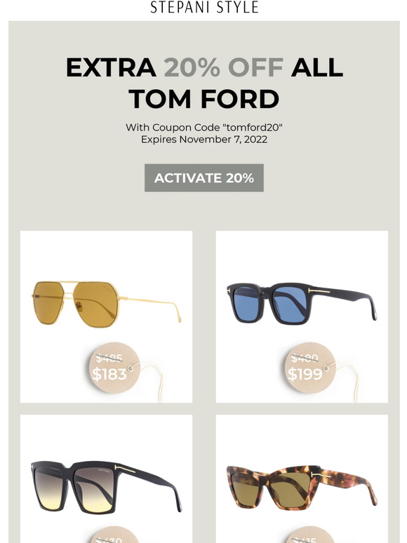 Extra 20% Off on Tom Ford Eyewear