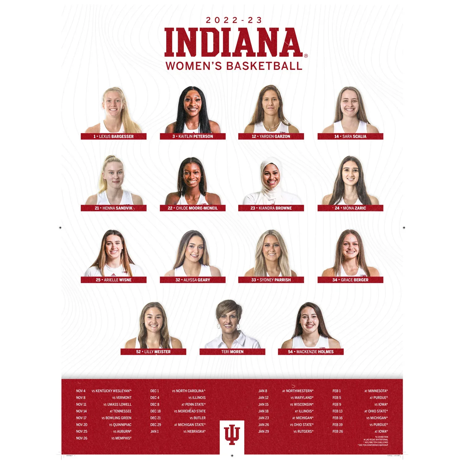 Image of Indiana Hoosiers 22/23 Women's Basketball Schedule Poster