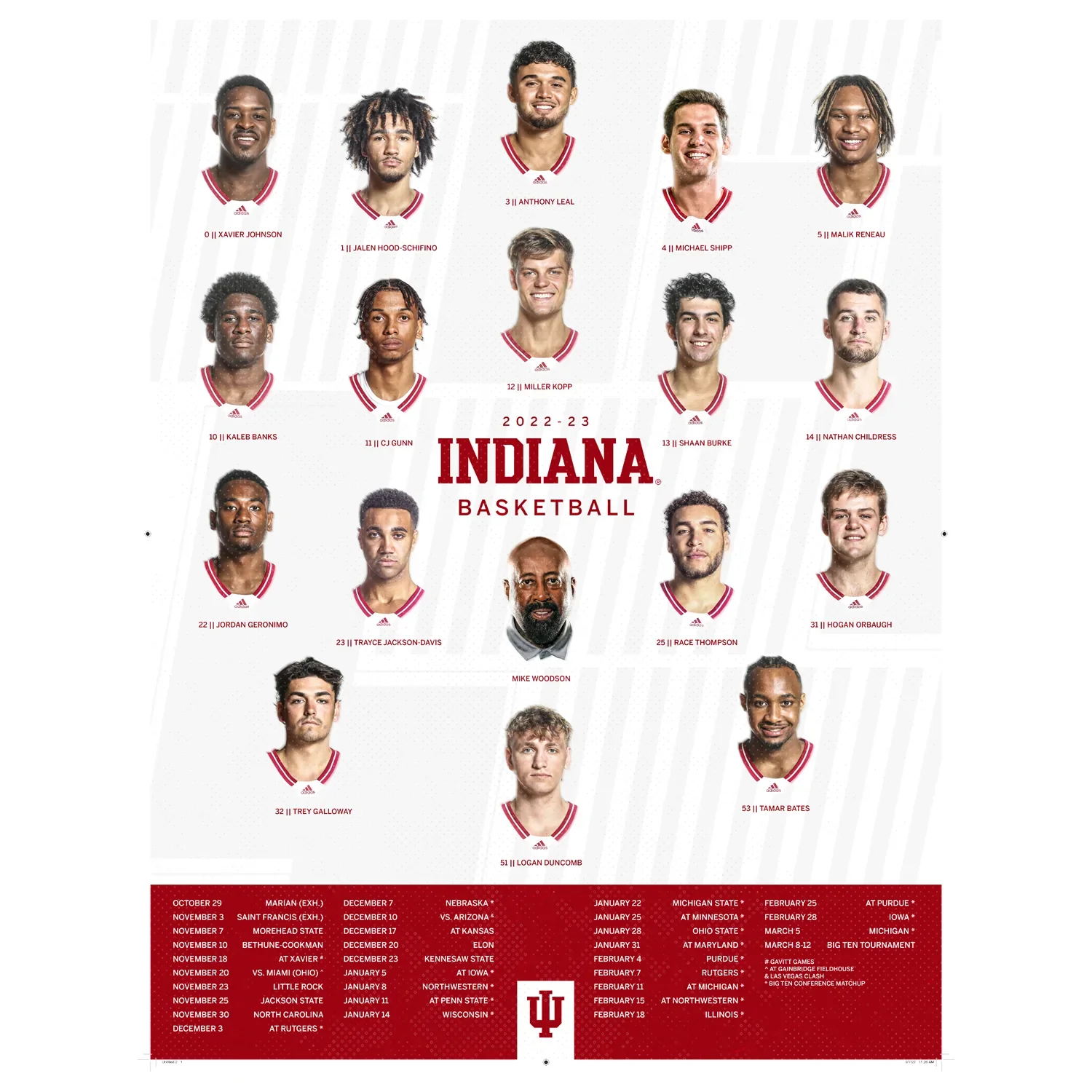 Image of Indiana Hoosiers 22/23 Men's Basketball Schedule Poster
