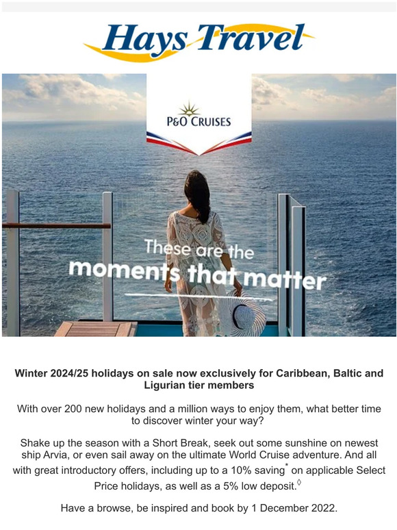 Hays Travel P&O Cruises Winter 2024/25 new holiday collection is here