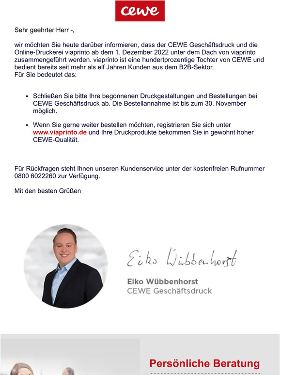 Wichtige Informationen zu Ihrem CEWE Geschäftsdruck-Kundenkonto