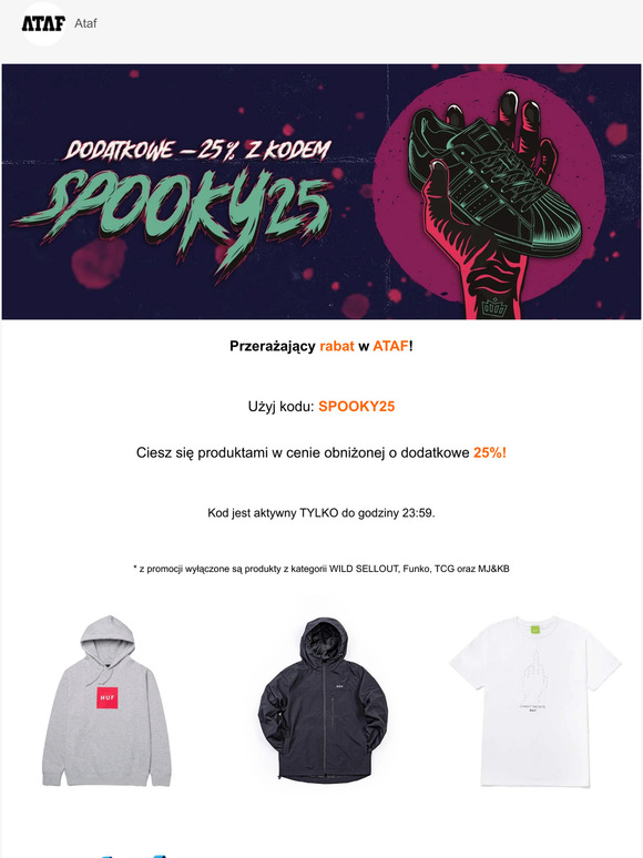 ☰ 👻🎃 Ostatnie godziny rabatu SPOOKY25 w ATAF 🎃👻