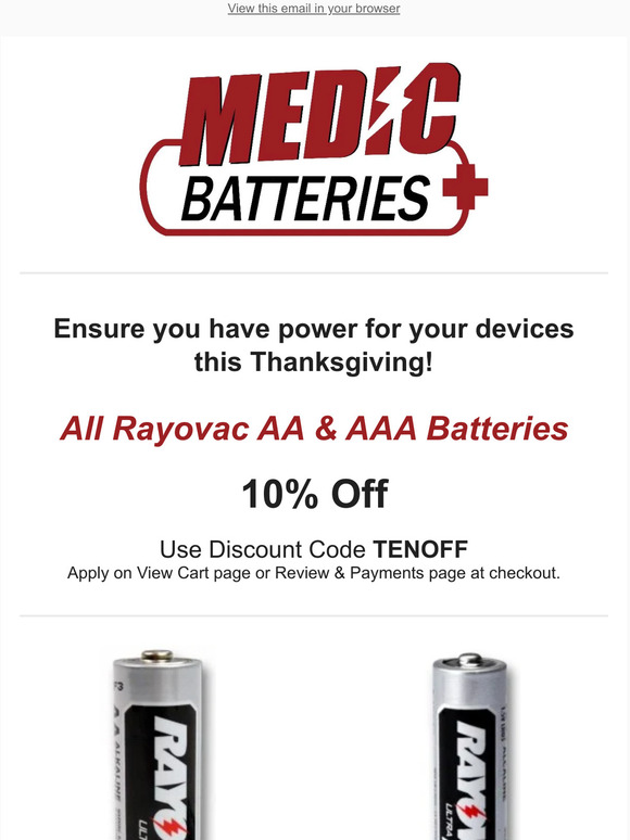 Thanksgiving Sale: 10% Off Rayovac AA & AAA Batteries
