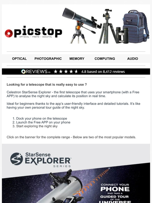 PicStop Take a Guided Tour of the Universe Celestron Starsense Explorer Telescopes 👀 Milled
