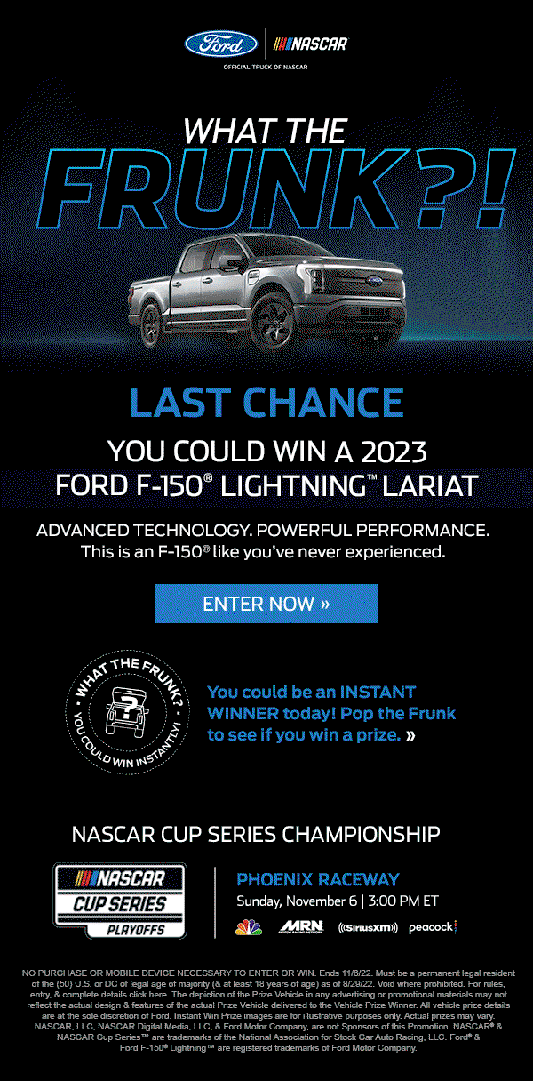 Last chance to win a 2023 Ford F-150 Lightning Lariat