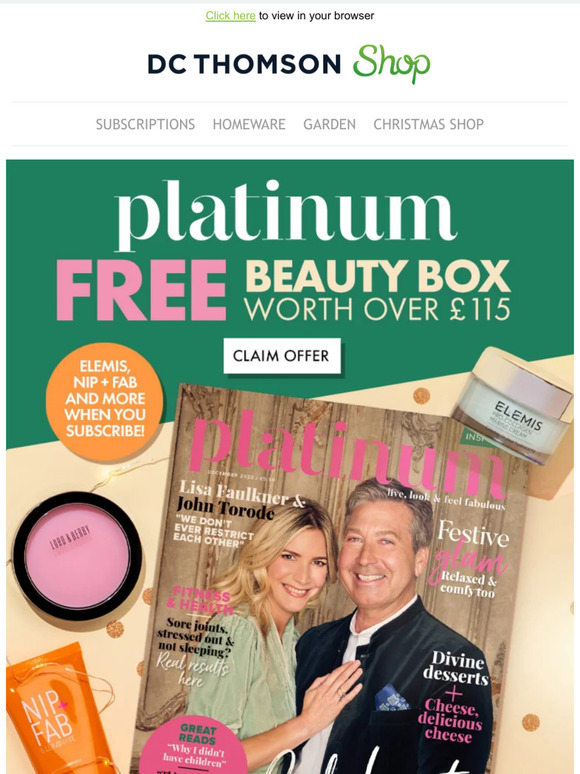 Free Beauty Box worth over £115 with Platinum