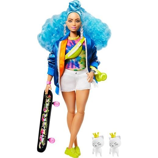 Boneca Barbie Extra Doll Skatista Cabelo Azul - Mattel