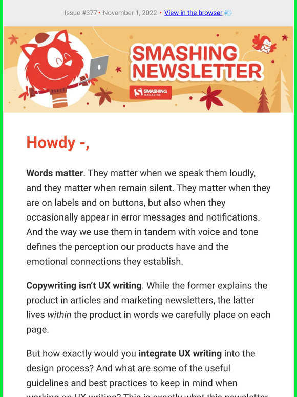 Smashing Magazine: #377: UX Writing | Milled