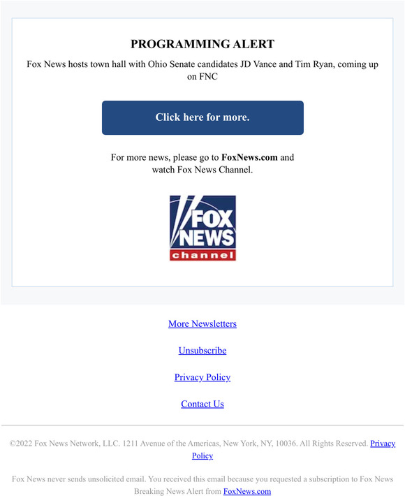 Fox News: PROGRAMMING ALERT | Milled