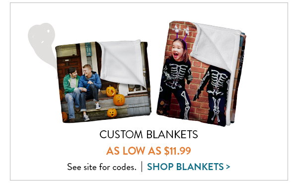 Custom blankets as low as $11.99.  See site for codes.  Click to shop blankets.