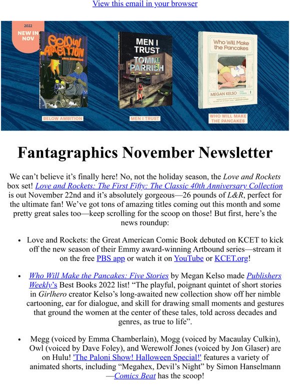 Fantagraphics November Newsletter!