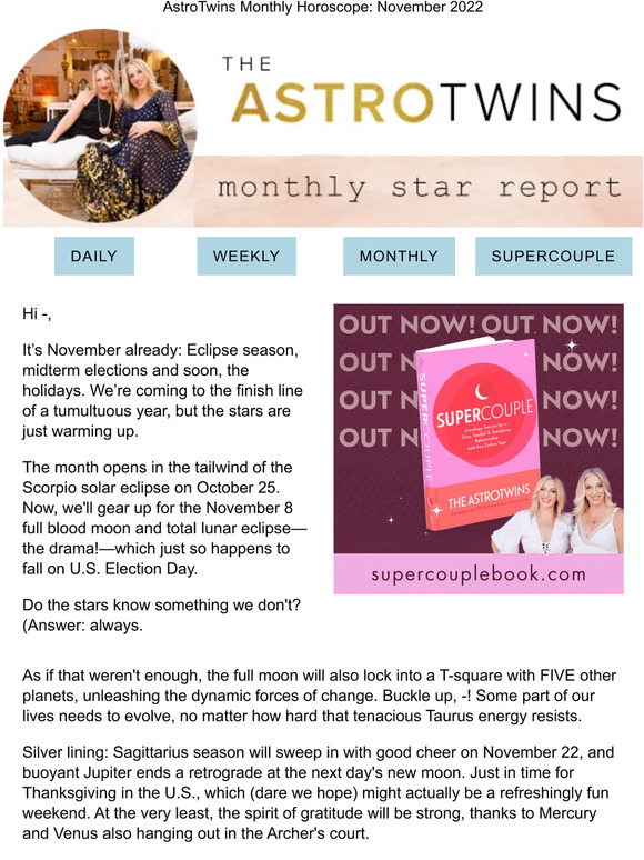 The AstroTwins ⭐️Your November Monthly Horoscope Milled