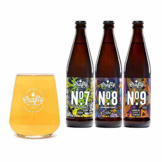 Crafty Nectar Gift Set | 3 Premium Bottles | Crystal Cider Glass