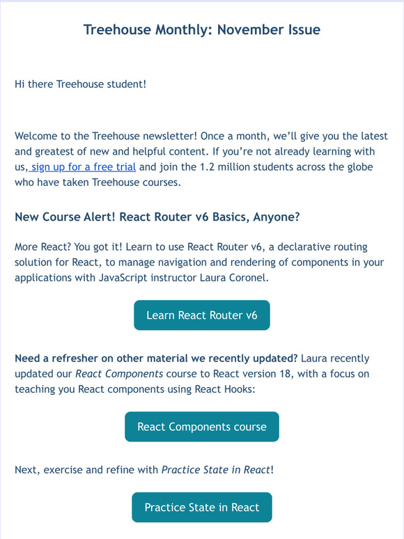 New courses! | Treehouse November Newsletter