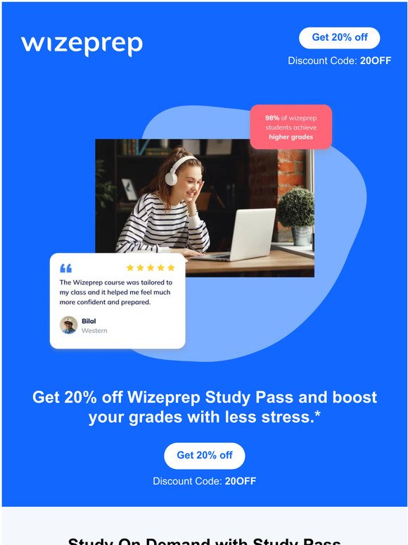 📣 Get 20% off Wizeprep Study Pass until Nov 10th!
